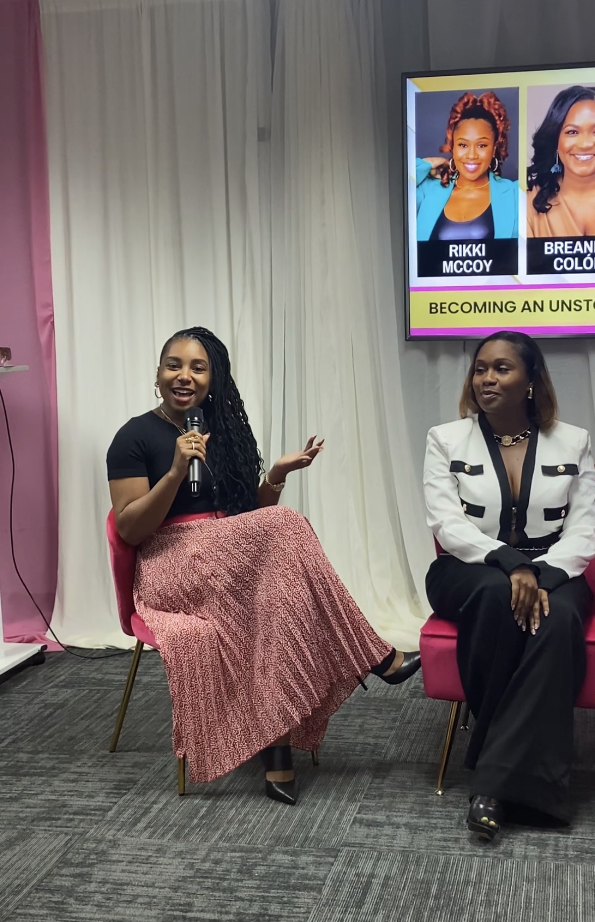 Ally speaking at a professional corporate wellness event